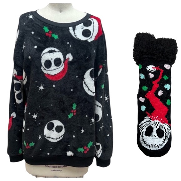 Disney Other - Nightmare Before Christmas Jack Skellington Sweater & Slipper Socks
